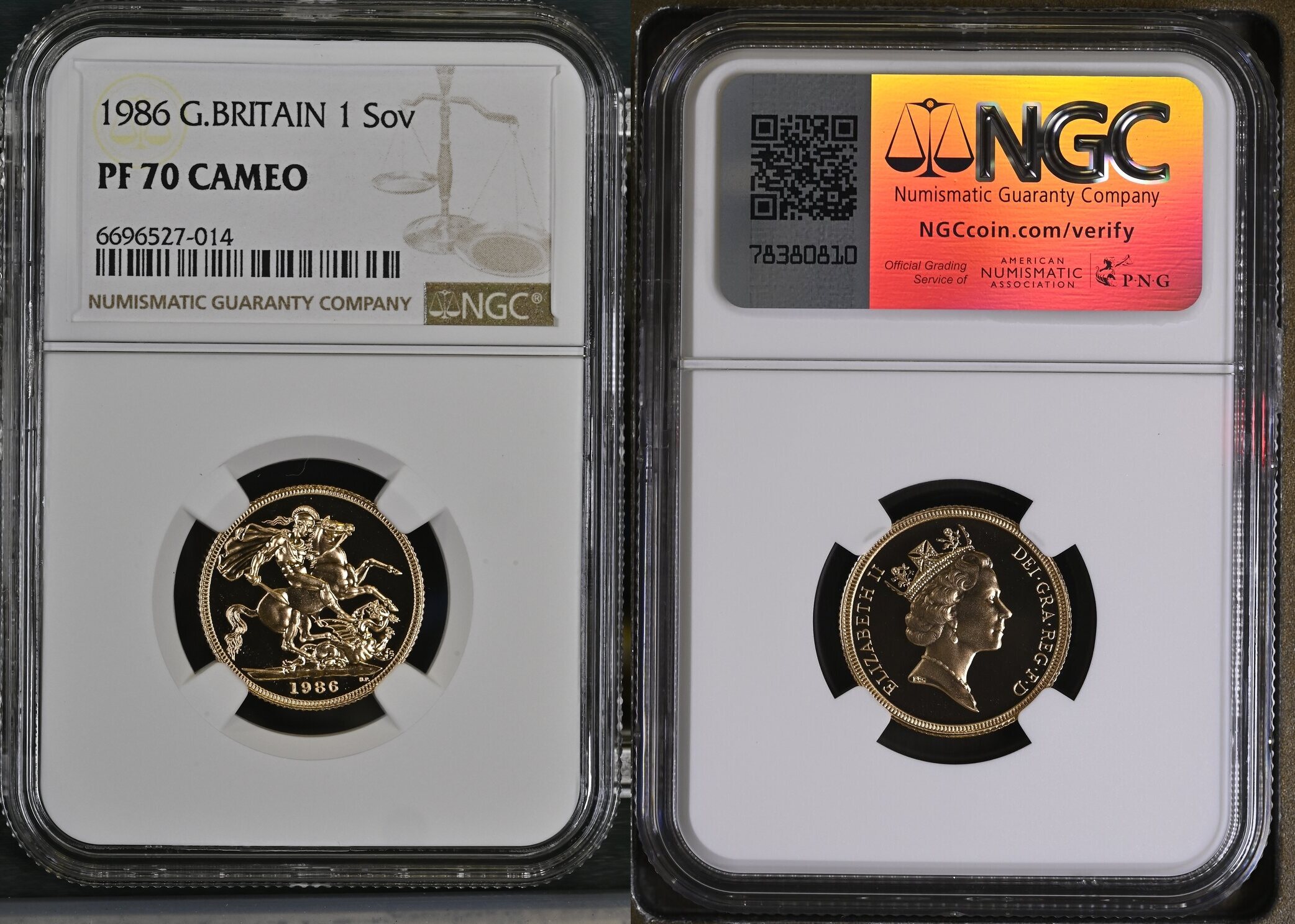 コレクション 1986 G.BRITAIN 1 Sov PF 70 ULTRA CAMEO G.BRITAIN 1SOV 1986 Great Britain Gold Sovereign NGC PF70