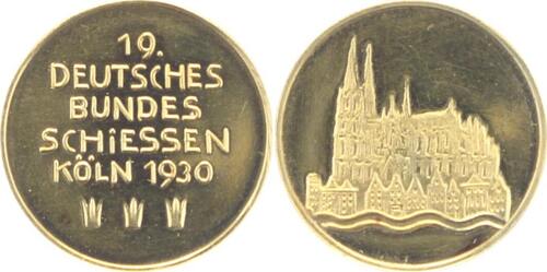 Deutsche Bundesschiessen GOLD-Medaille Deutsches Bundesschiessen Köln 1930 (19.). min. Rf., min. ber