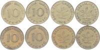 LOT: 10 Pfennig 1949 D, F, G, J Bundesrepublik/Bank Deutscher Länder f. EF