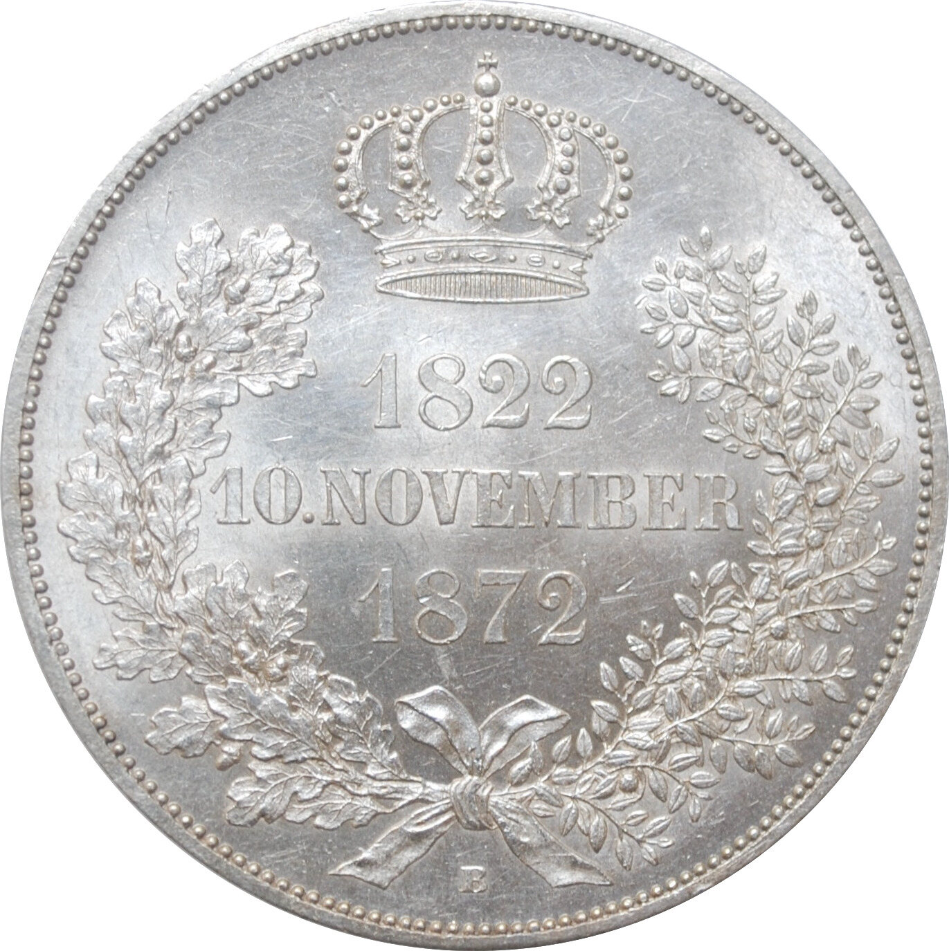 Saxony 2 vereinsthaler 1872, NGC MS62, Anniversary of Golden