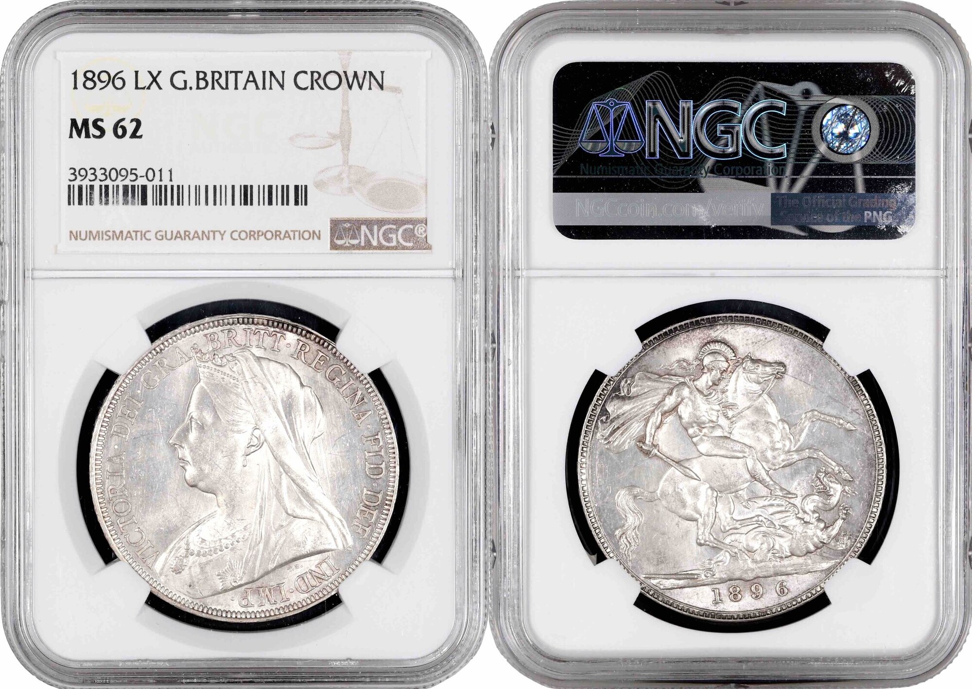 EUROPE Great Britain 1 crown 1896 LX, NGC MS62, Queen Victoria