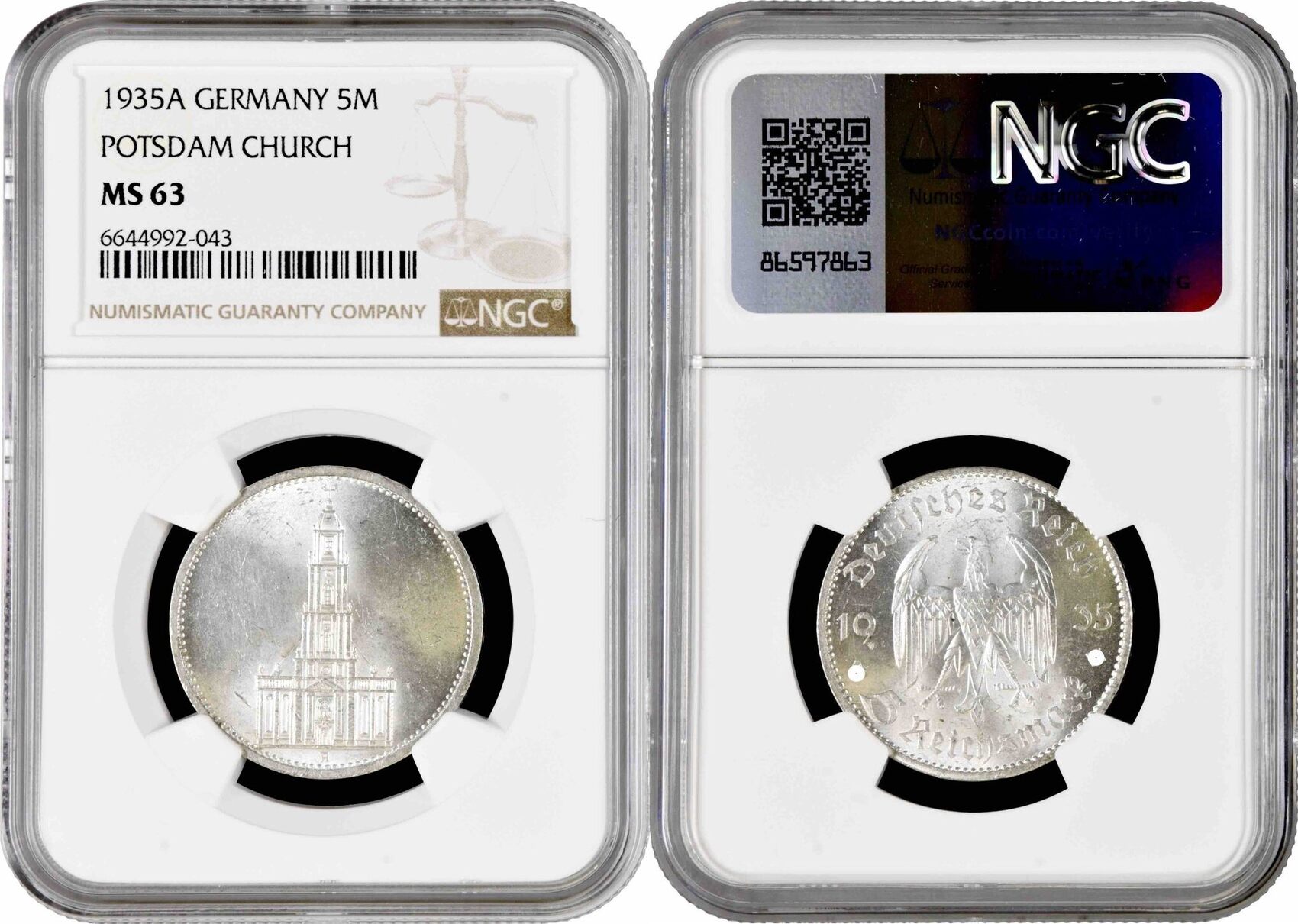 NGC　1935E　MS63　ドイツ 5マルク　Mark 銀貨 Yahoo!オークション -「ドイツ 5マルク銀貨」(貨幣) の落札相場