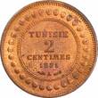 AH AH Tunisia 2 centimes AH 1308 (1891), PCGS MS65 RB, "French protectorate (1890 - 1957)" Tunisia  AH 1308 (1891), PCGS MS65 RB, "French pr