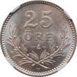 Sweden 25 ore 1927 W, NGC MS63, "King Gustav V (1908 - 1950)"
