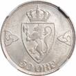Norway 50 ore 1918, NGC MS63, "King Haakon VII (1906 - 1957)" silver coin