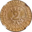 Belgium 2 Franken 1918, NGC MS64, "Ghent - WW1 German Occupation Coinage" Belgium  1918, NGC MS64, "Ghent - WW1 German Occu