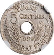 AH AH Tunisia 5 centimes AH 1339 (1920), NGC NS63, "French protectorate (1890 - 1957)"