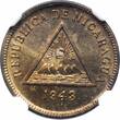 Nicaragua 1 centavo 1943, NGC MS64, "Cordoba (1912 - 1990)" Nicaragua  1943, NGC MS64, "Cordoba (1912 - 1990)