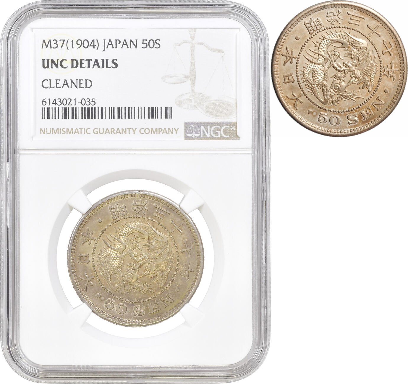 Japan 50 sen 1904, NGC UNC Details, Mutsuhito (Meiji) (1868 - 1912
