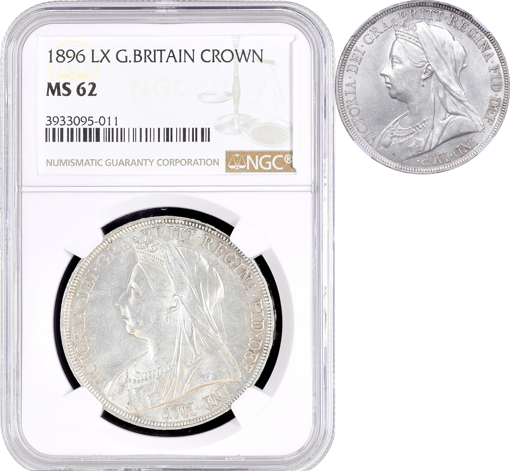 Great Britain 1 crown 1896 LX, NGC MS62, Queen Victoria (1838