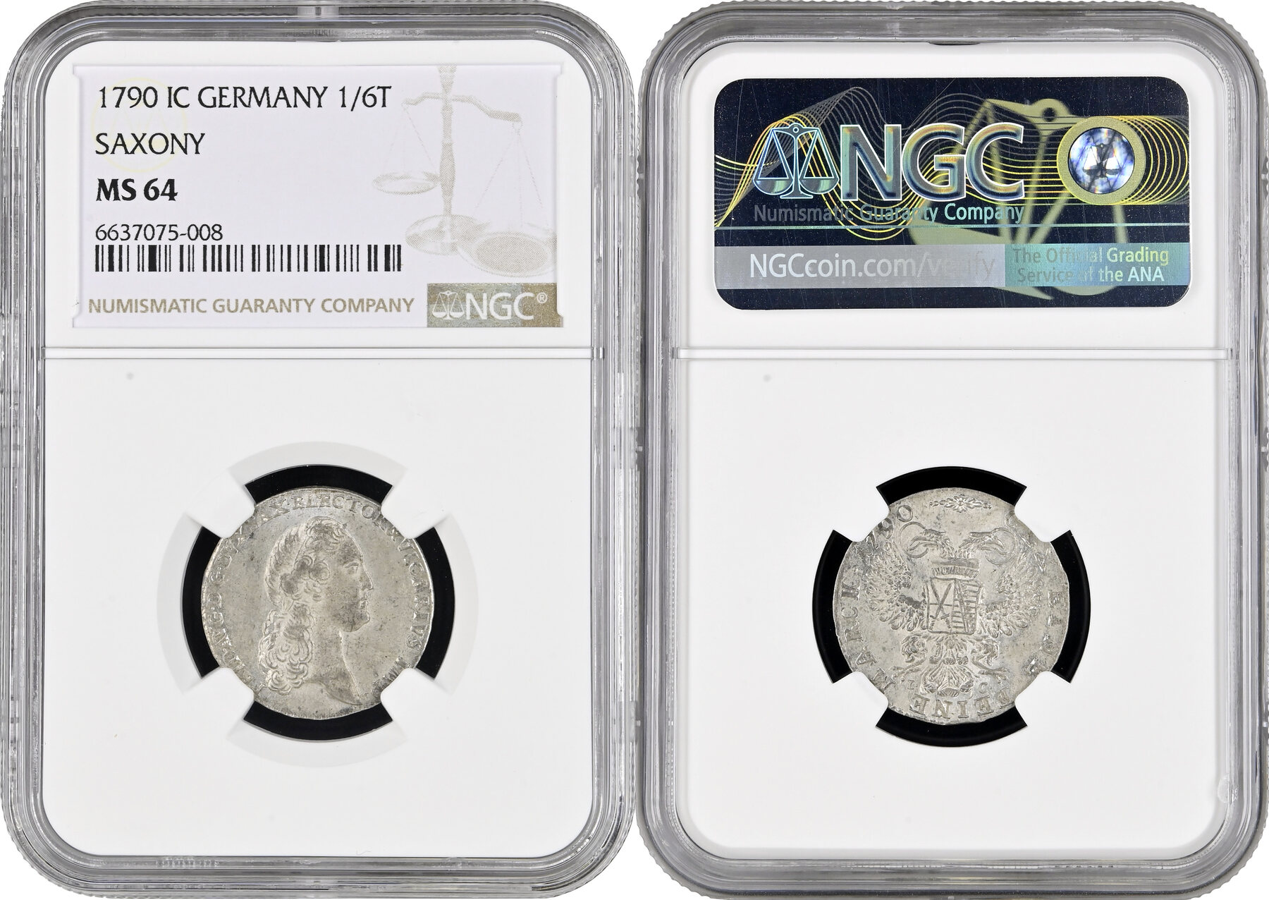 Saxony 1/12 thaler 1790 IC, NGC MS64, Vicarage of Friedrich August