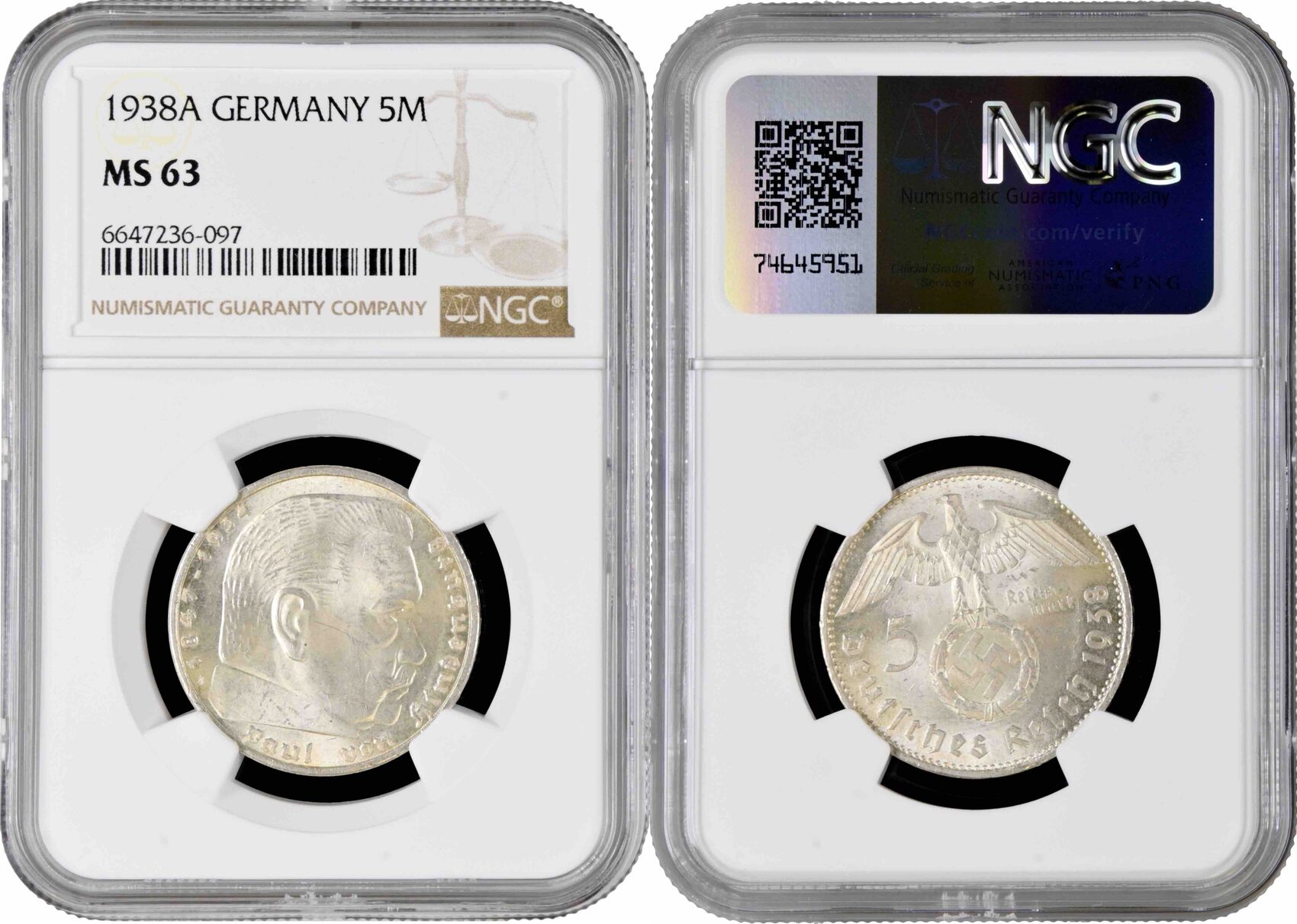 NGC 1935E MS63 ドイツ 5マルク Mark 銀貨