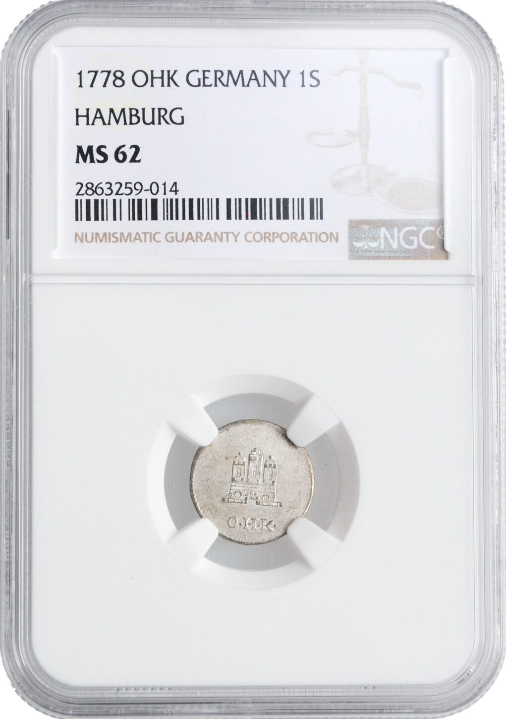 EUROPE Hamburg 1 sechsling 1778 OHK, NGC MS62, City of Hamburg