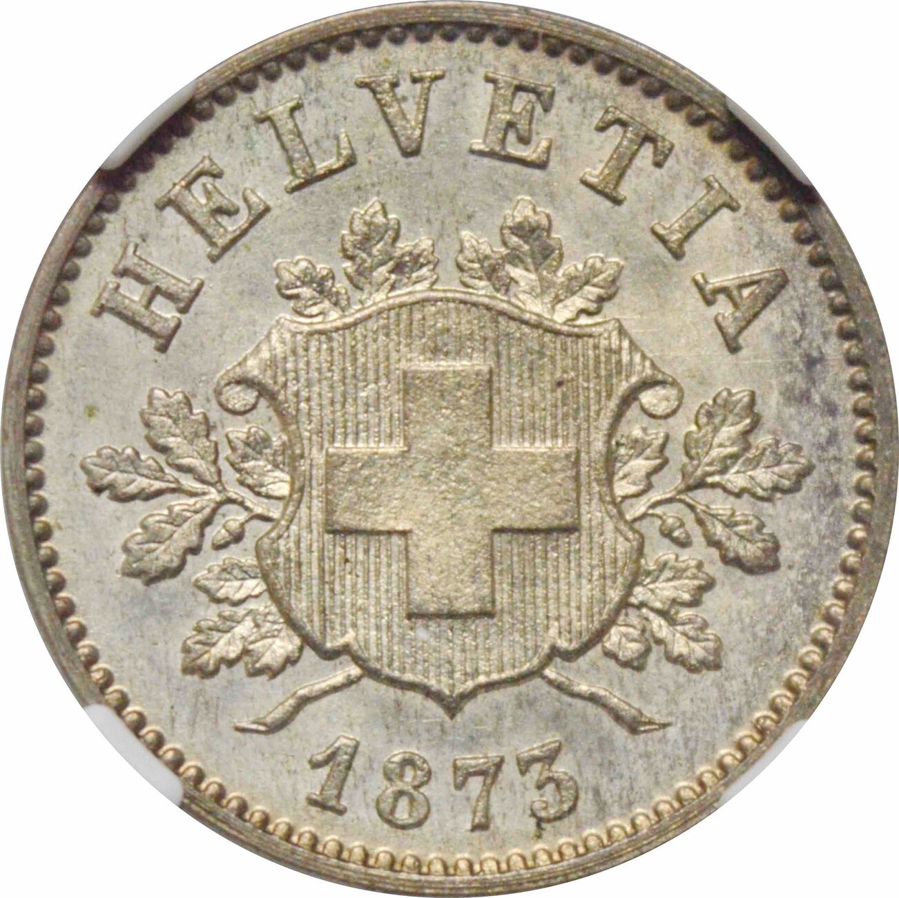 Switzerland 10 rappen 1873 B, NGC MS65, Confoederatio Helvetica (1850 ...