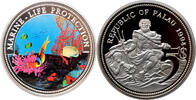 5 dollars Palau 5 dollars 1994, PROOF, Marine Life Protection Box/COA -
