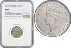 50 cents British East Africa 50 cents 1937 H, NGC MS63, King George VI (1937 - 1952) -