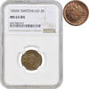 2 rappen Switzerland 2 rappen 1850 A, NGC MS63 BN, Confoederatio Helvetica (1850 - 1916) -
