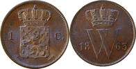 1 cent Netherlands 1 cent 1863, UNC, King William III (1849 - 1890) -