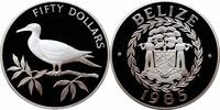 50 dollars Belize 50 dollars 1985, PROOF, Bird Conservation - Red-footed Booby silver -