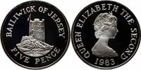 5 pence Jersey 5 pence 1983, PROOF, Seymour Tower silver coin -