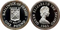 1 pound Jersey 1 pound 1983, PROOF, Shield of the Parish of St. Helier silver coin -
