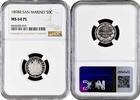 50 centesimi San Marino 50 centesimi 1898 R, NGC MS64 PL, Republic (1864 - 1938) TopPop 1/0 -