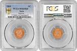 5 centimos Spain 5 centimos 1864, PCGS MS65 RD, Queen Isabel II (1847 - 1864) Top Pop -