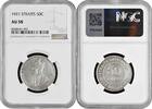 50 cents Straits Settlements 50 cents 1921, NGC AU58, King George V (1911 - 1935) -