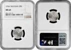 20 centesimos Uruguay 20 centesimos 1954, NGC MS63, Peso (1862 - 1974) silver coin -