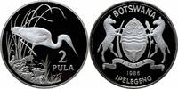 2 pula Botswana 2 pula 1986, PROOF, World Wildlife Fund - Slaty Egret silver coin -