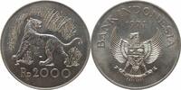 2000 rupiah Indonesia 2000 rupiah 1974, UNC, Conservation - Javan Tiger silver coin -