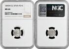 1 real Spain 1 real 1845 M CL, NGC MS64, Queen Isabel II (1847 - 1864) Top Pop 2/0 -