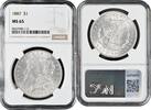 1 Dollar USA 1 Dollar 1887, NGC MS65, Morgan Dollar silver coin -