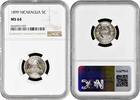 5 centavos Nicaragua 5 centavos 1899, NGC MS64, Peso (1878 - 1899) -