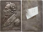 Königreich Württemberg, Stadt Tübingen Einseitige versilberte Bronzeplakette o.J. v. Lauer, Nürnberg, auf Ludwig Uhland, 1787 - 1862 Sehr selten, aEF, kl. Papieraufkleber an Rs.
