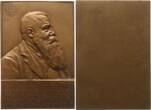 Österreich, Kaiserreich, Stadt Wien Große einseitige Bronzeplakette 1910 v. O. Thiede, auf Dr. Gustav Groß, 1856 - 1935, 25 Jahre Deutscher Schulverein Sehr selten, UNC-, mattiert