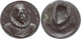 Nürnberg, Stadt Einseitige Bleigussmedaille 1598 (späterer Guss) v. Johann Philipp von der Pütt, auf Paul Paumgartner, Pfleger zu Altdorf Äußerst selten, sehr hohes Relief, geschwärzt, VF