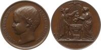 Frankreich, Kaiserreich, Stadt Paris Bronzemedaille Napoleon III., 1852 - 1870, v. Borrel, Taufe Napoleon IV., Notre Dame de Paris -