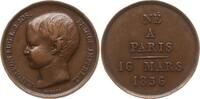 Frankreich, Kaiserreich, Stadt Paris Bronzemedaille Napoleon III., 1852 - 1870, v. Borrel, a.d. Geburt des Thronfolgers Napoleon IV. -