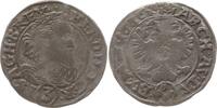 RDR, Haus Habsburg, Königreich Böhmen 3 Kreuzer (Groschen) Ferdinand II., 1619 - 1637, Kuttenberg, Mzz.: Arm hält Pfeilbündel -