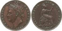 Farthing (1/4 Penny) 1829 Großbritannien George IV., 1820 - 1830 Sehr schön, winz. RF