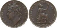 Farthing (1/4 Penny) 1826 Großbritannien George IV., 1820 - 1830 Sehr schön, winz. RF