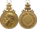 Belgien, Königreich, Antwerpen, Stadt Geel Tragbare vergoldete Bronzemedaille Leopold II., 1865 - 1909, v. Hart, a.d. Eröffung der Eisenbahnlinie (Lokalbahn) -