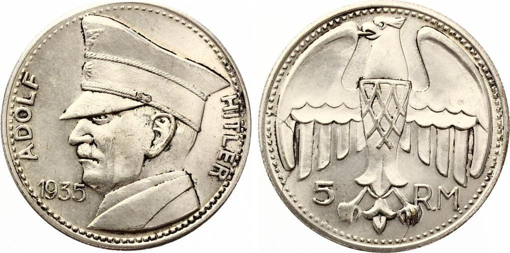 Medaille 3.Reich Adolf Hitler 1935 5 RM 1935 Deutschland BU MS65