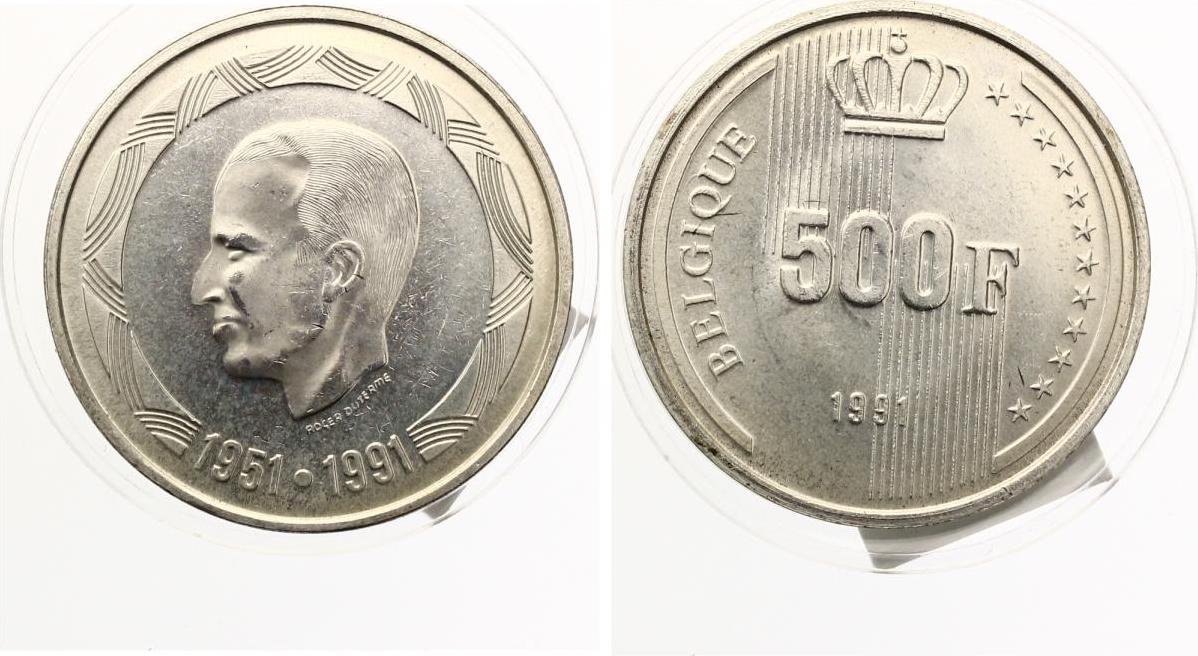 1991 belgien 500 francs 1991 silber knig baudouin unc