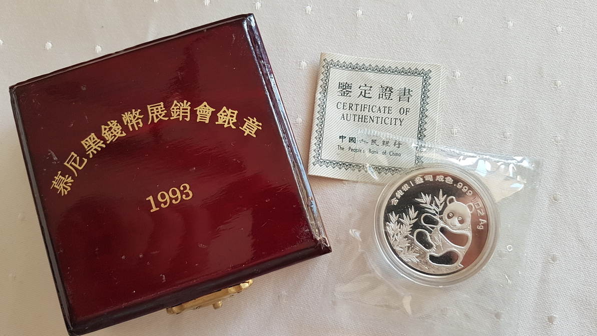 1993 China 1 Unze Silber 1993 Volksrepublik Munich Coin Show