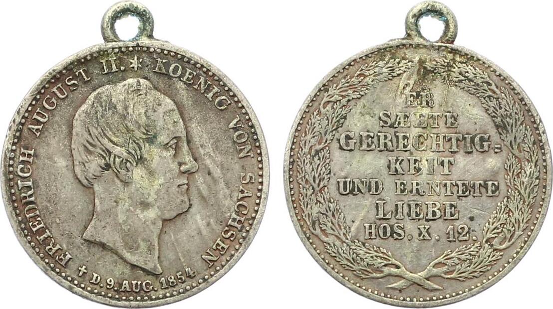 1854 Sachsen 1/6 Taler 1854 Friedrich August II. 1836-1854 auf den Tod ...