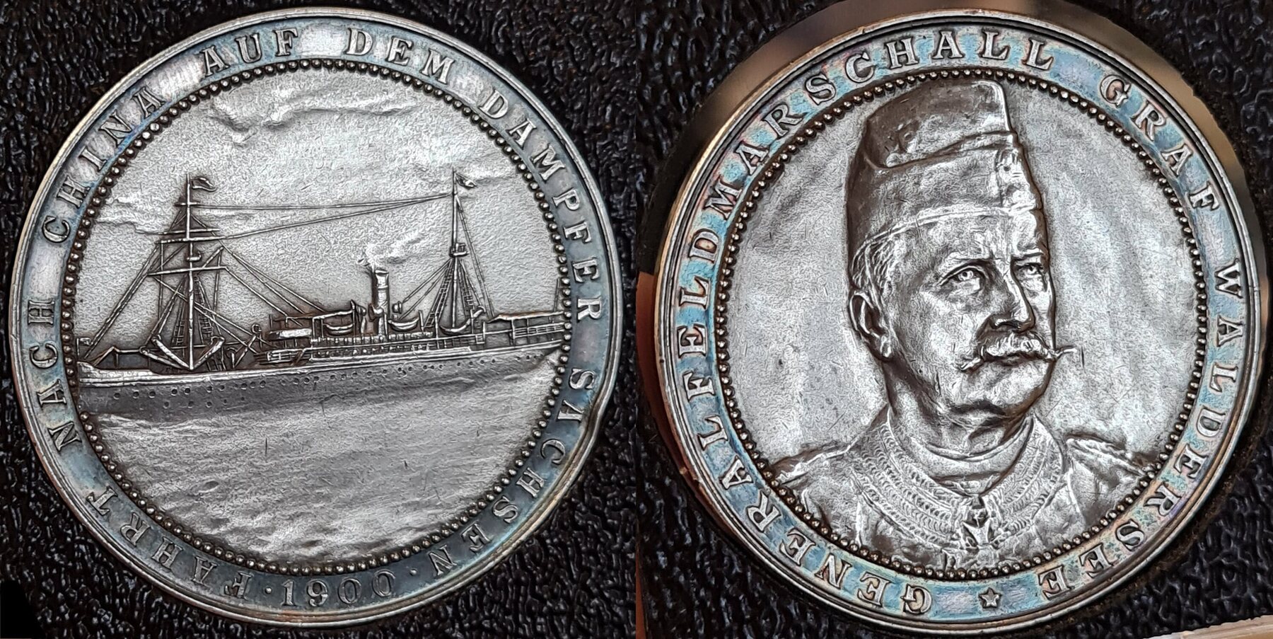 1900 Medaille Alfred Graf von Waldersee nach China mit dem Dampfer