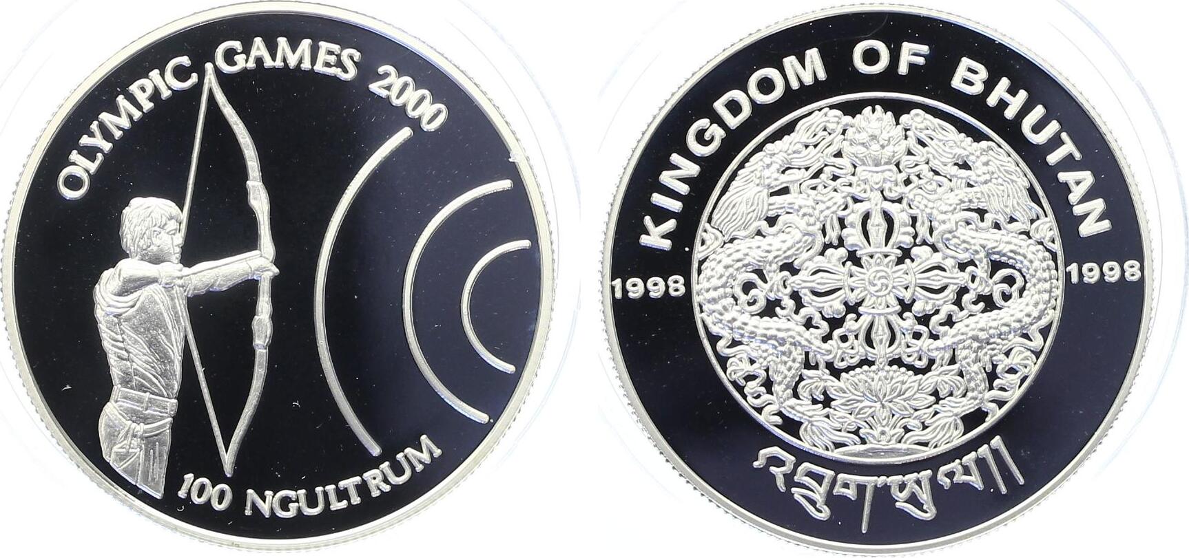 Bhutan 100 Ngultrum 1998 Silber 20g 925 Silber China Bogenschütze ...