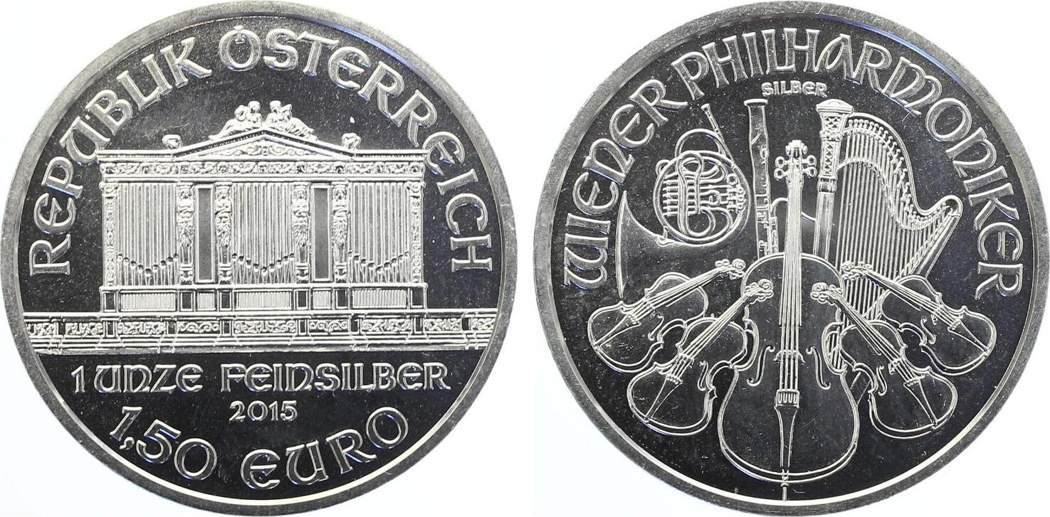 2015 1,50 Euro Österreich Silber 1 oz (Unze) Philharmoniker UNC | MA-Shops